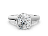 White gold Oval Cut Solitaire Tension Set Diamond Ring with Split Shank Band_51