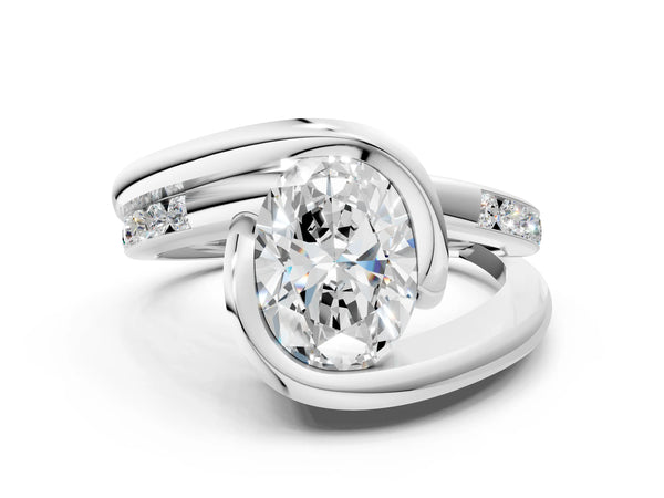 Platinum Round Solitaire Tension-Set Diamond Split Shank Ring