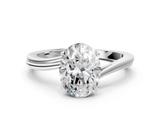 White gold Oval Cut Solitaire Twist Band Ring with Four-Prong Setting_115