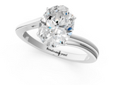 White gold Oval Cut Solitaire Twist Band Ring with Four-Prong Setting_118