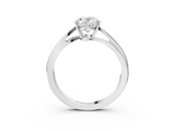 White gold Oval Cut Solitaire Twist Band Ring with Four-Prong Setting_120