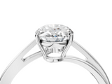 White gold Oval Cut Solitaire Twist Band Ring with Four-Prong Setting_121