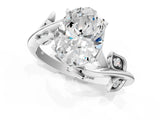 White gold Oval Cut Solitaire Twist Engagement Ring with Leaf Accents and Prong Setting_20