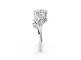 White gold Oval Cut Solitaire Twist Engagement Ring with Leaf Accents and Prong Setting_21