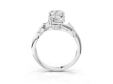 White gold Oval Cut Solitaire Twist Engagement Ring with Leaf Accents and Prong Setting_22