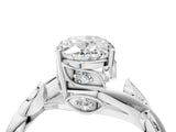 White gold Oval Cut Solitaire Twist Engagement Ring with Leaf Accents and Prong Setting_23