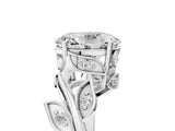 White gold Oval Cut Solitaire Twist Engagement Ring with Leaf Accents and Prong Setting_24