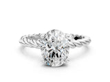 White gold Oval Cut Solitaire Twisted Band with Four-Prong Setting_108