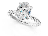 White gold Oval Cut Solitaire Twisted Band with Four-Prong Setting_109