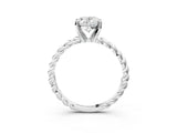 White gold Oval Cut Solitaire Twisted Band with Four-Prong Setting_112