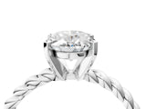 White gold Oval Cut Solitaire Twisted Band with Four-Prong Setting_112