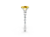 White gold Oval Cut Solitaire Yellow Sapphire Ring with Pave Band and Four-Prong Setting_26