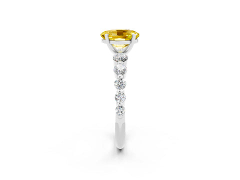 White gold Oval Cut Solitaire Yellow Sapphire Ring with Pave Band and Four-Prong Setting_26