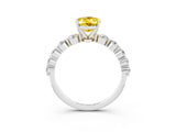 White gold Oval Cut Solitaire Yellow Sapphire Ring with Pave Band and Four-Prong Setting_27