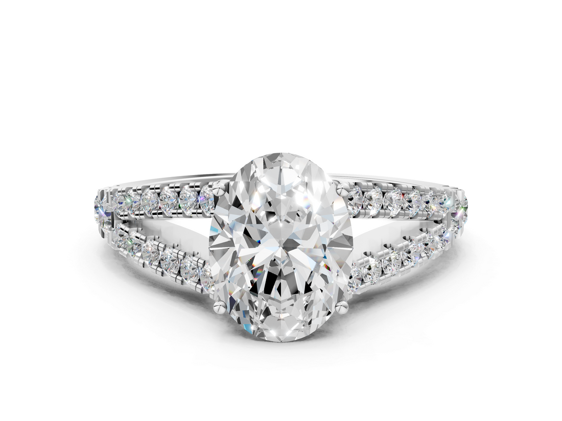 White gold Oval Cut Split Shank Pave Diamond Engagement Ring with Four-Prong Setting_28