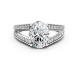 White gold Oval Cut Split Shank Pave Diamond Ring with Four-Prong Setting_28