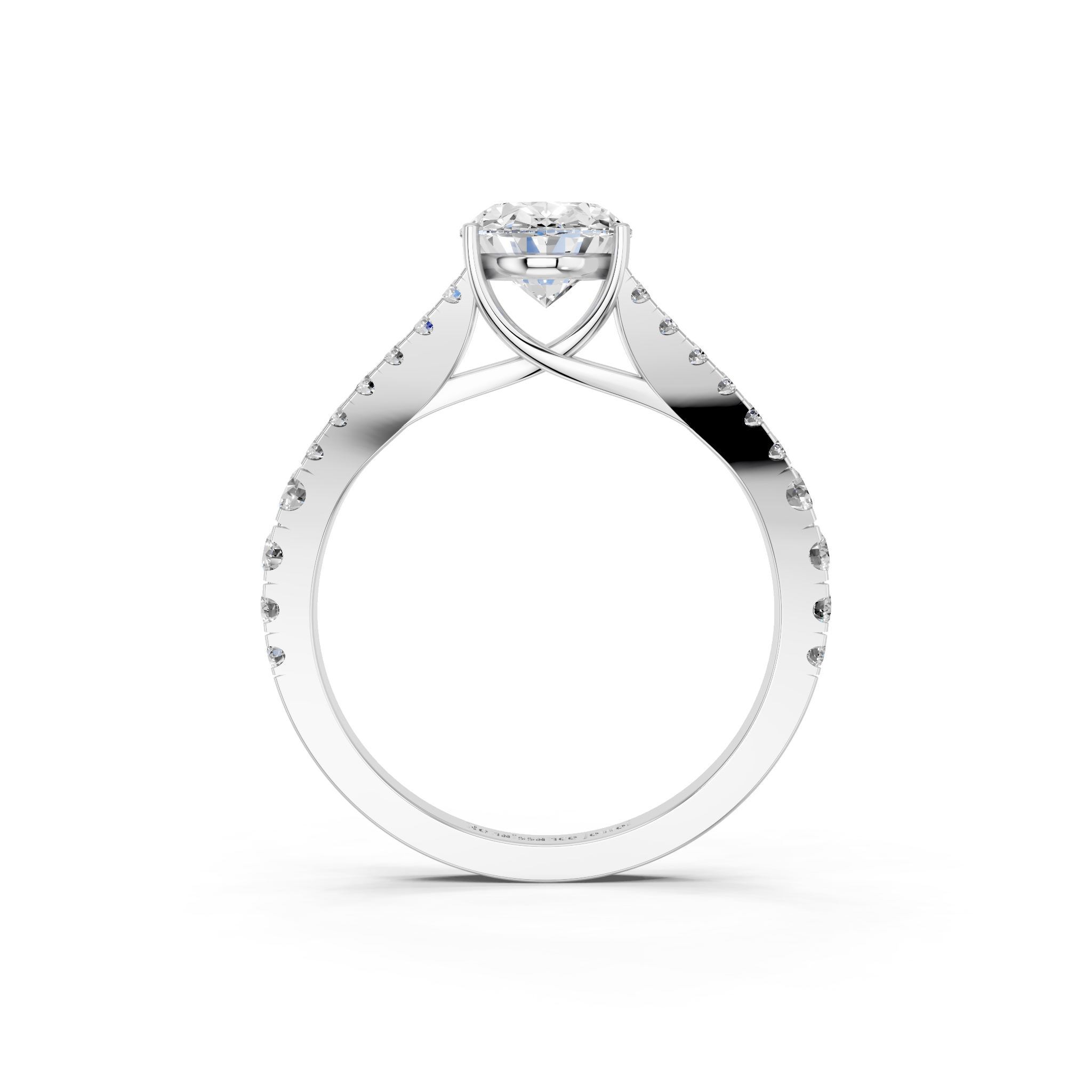 White gold Oval Cut Split Shank Pave Engagement Ring with Four-Prong Setting_11