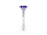 White gold Oval Cut Tanzanite Cluster Side Stone Solitaire Ring with Prong Setting_26