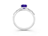 White gold Oval Cut Tanzanite Cluster Side Stone Solitaire Ring with Prong Setting_27