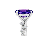 White gold Oval Cut Tanzanite Cluster Side Stone Solitaire Ring with Prong Setting_29