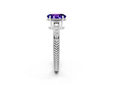 White gold Oval Cut Tanzanite Engagement Ring with Milgrain Channel Set Band and Prong Setting_2