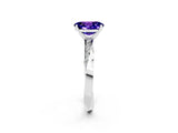 White gold Oval Cut Tanzanite Engagement Ring with Side Stone Accents and Four-Prong Setting_29