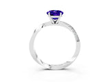 White gold Oval Cut Tanzanite Engagement Ring with Side Stone Accents and Four-Prong Setting_30