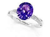 White gold Oval Cut Tanzanite Engagement Ring with Side Stone Accents and Four-Prong Setting_73