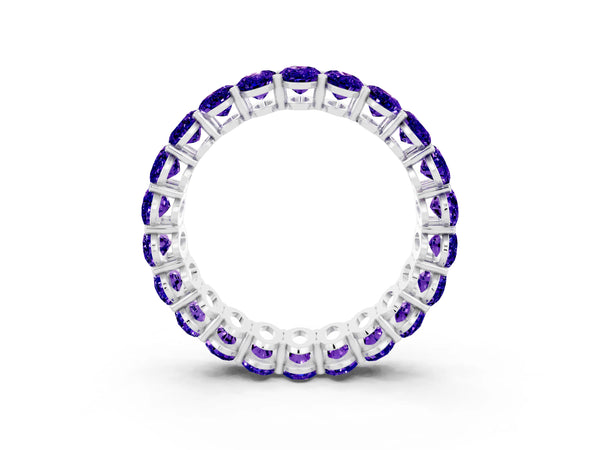 White gold Oval Cut Tanzanite Eternity Band with Shared Prong Setting