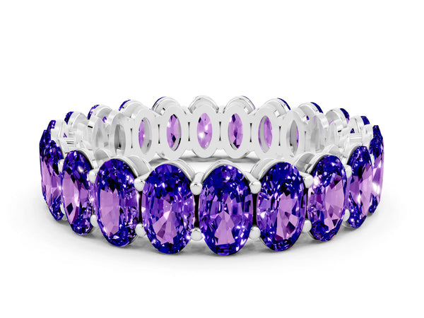 White gold Oval Cut Tanzanite Eternity Band with Shared Prong Setting