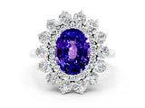 White gold Oval Cut Tanzanite Floral Double Halo Engagement Ring with Prong Setting_108