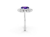 White gold Oval Cut Tanzanite Floral Double Halo Engagement Ring with Prong Setting_110