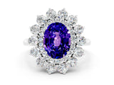White gold Oval Cut Tanzanite Floral Double Halo Engagement Ring with Prong Setting_36