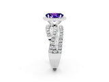 White gold Oval Cut Tanzanite Halo Ring with Round Split Shank and Prong Setting_62
