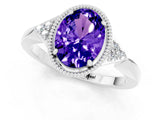 White gold Oval Cut Tanzanite Halo Ring with Tapered Band and Four-Prong Setting_1