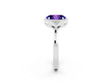 White gold Oval Cut Tanzanite Halo Ring with Tapered Band and Four-Prong Setting_2