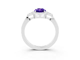 White gold Oval Cut Tanzanite Halo Ring with Tapered Band and Four-Prong Setting_3