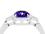 White gold Oval Cut Tanzanite Halo Ring with Tapered Band and Four-Prong Setting_4