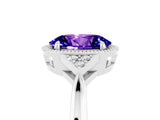 White gold Oval Cut Tanzanite Halo Ring with Tapered Band and Four-Prong Setting_5