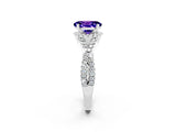 White gold Oval Cut Tanzanite Halo Twist Band Solitaire Prong Setting Ring_2