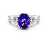 White gold Oval Cut Tanzanite  Halo Twist Band Solitaire Prong Setting Ring_24