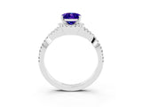 White gold Oval Cut Tanzanite  Halo Twist Band Solitaire Prong Setting Ring_27