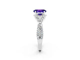 White gold Oval Cut Tanzanite  Halo Twist Band Solitaire Prong Setting Ring_56
