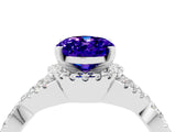 White gold Oval Cut Tanzanite  Halo Twist Band Solitaire Prong Setting Ring_58