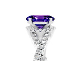 White gold Oval Cut Tanzanite Halo Twist Band Solitaire Prong Setting Ring_5