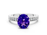 White gold Oval Cut Tanzanite Milgrain Pavé Engagement Ring with Four-Prong Setting_24