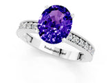White gold Oval Cut Tanzanite Milgrain Pavé Engagement Ring with Four-Prong Setting_25