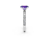 White gold Oval Cut Tanzanite Milgrain Pavé Engagement Ring with Four-Prong Setting_26