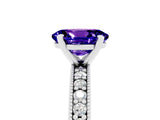 White gold Oval Cut Tanzanite Milgrain Pavé Engagement Ring with Four-Prong Setting_29