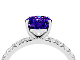 White gold Oval Cut Tanzanite Pavé Solitaire Ring with Round Band and Prong Setting_40